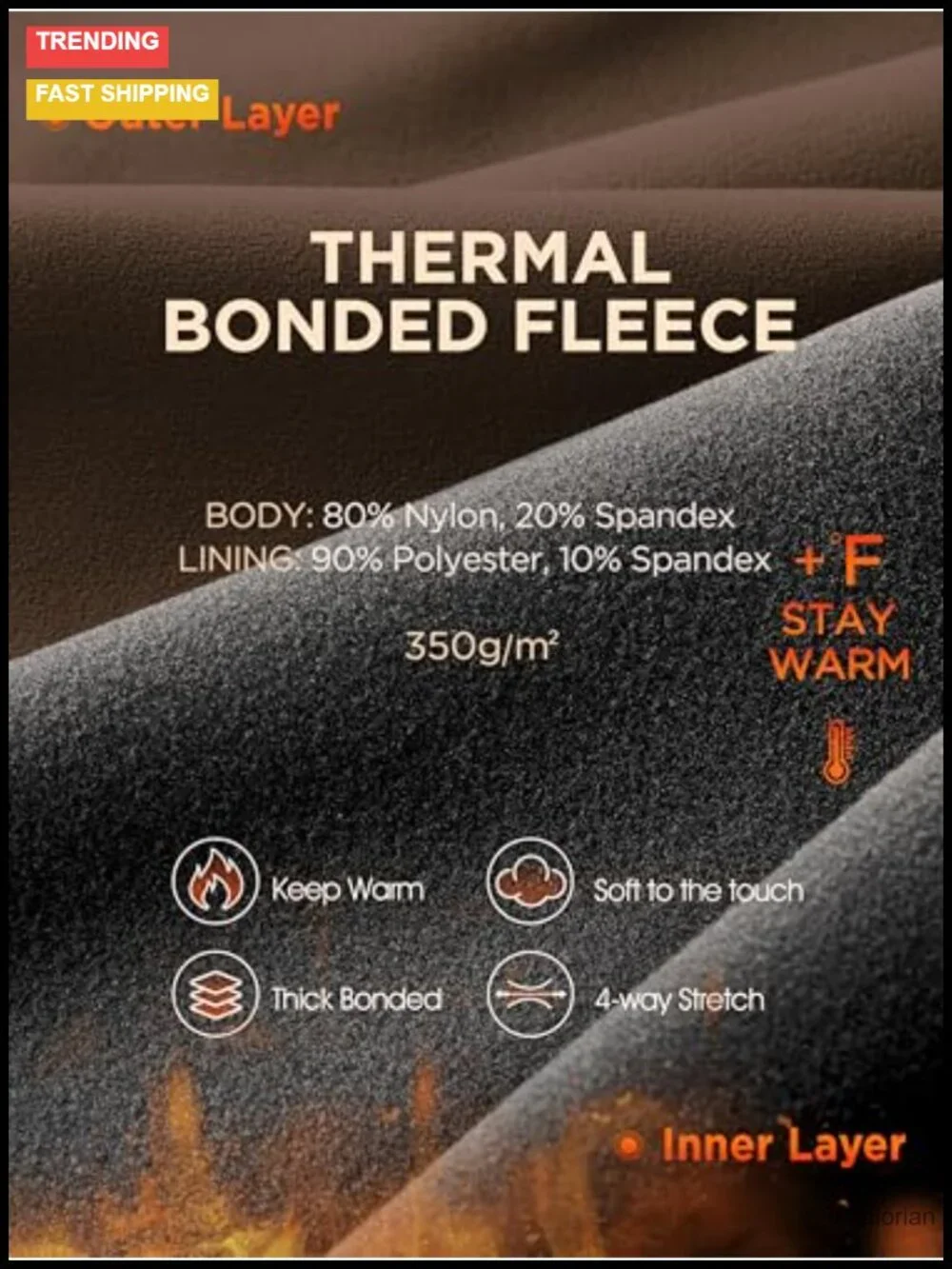 Thermal Bonded Fleece Lined Leggings High Waisted Yoga Pants with Pockets